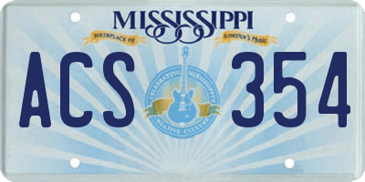 MS license plate ACS354