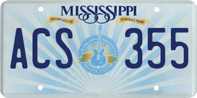 MS license plate ACS355