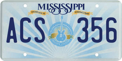 MS license plate ACS356