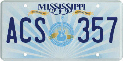 MS license plate ACS357