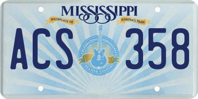 MS license plate ACS358