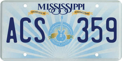 MS license plate ACS359