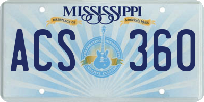 MS license plate ACS360