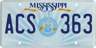 MS license plate ACS363