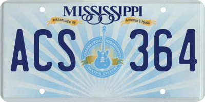 MS license plate ACS364