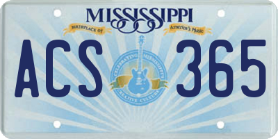 MS license plate ACS365