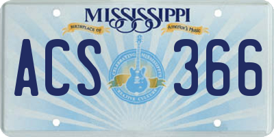 MS license plate ACS366