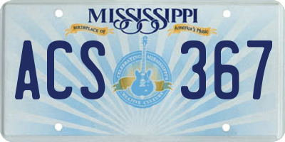 MS license plate ACS367