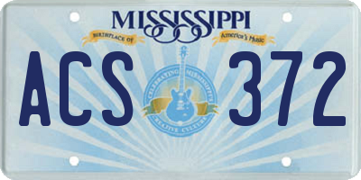 MS license plate ACS372