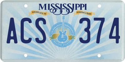 MS license plate ACS374