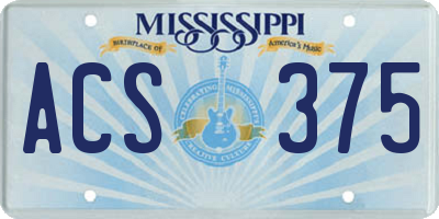 MS license plate ACS375