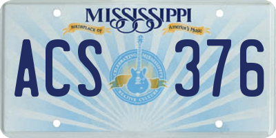 MS license plate ACS376