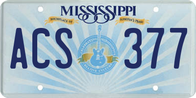 MS license plate ACS377