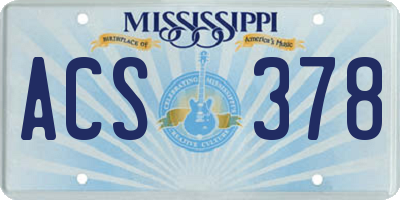 MS license plate ACS378