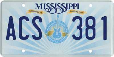MS license plate ACS381