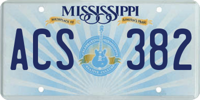 MS license plate ACS382