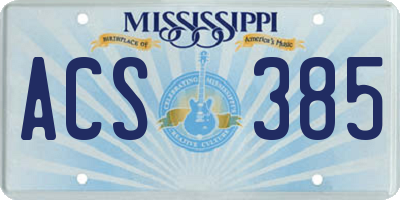 MS license plate ACS385