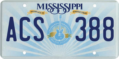 MS license plate ACS388