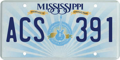 MS license plate ACS391