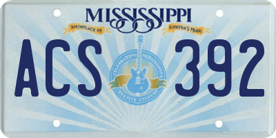 MS license plate ACS392