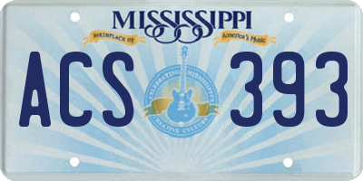 MS license plate ACS393