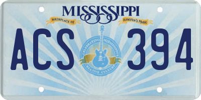 MS license plate ACS394