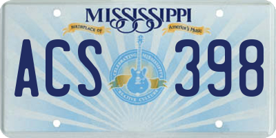 MS license plate ACS398