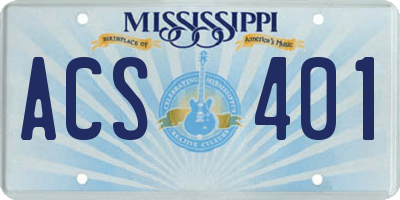 MS license plate ACS401