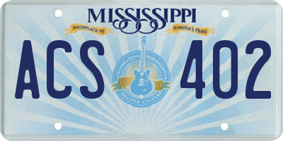 MS license plate ACS402
