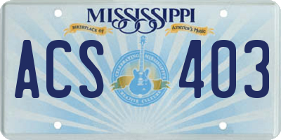 MS license plate ACS403