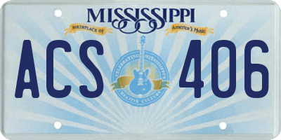 MS license plate ACS406