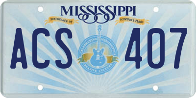 MS license plate ACS407