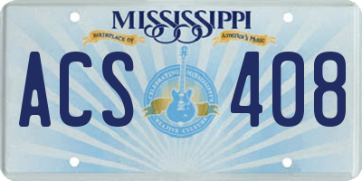 MS license plate ACS408
