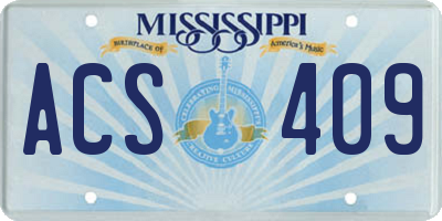 MS license plate ACS409