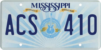 MS license plate ACS410