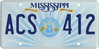 MS license plate ACS412