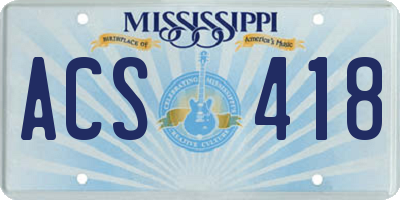 MS license plate ACS418