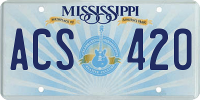 MS license plate ACS420