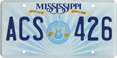 MS license plate ACS426