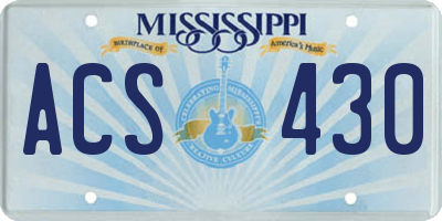 MS license plate ACS430