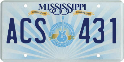 MS license plate ACS431