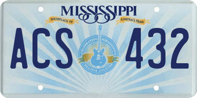 MS license plate ACS432