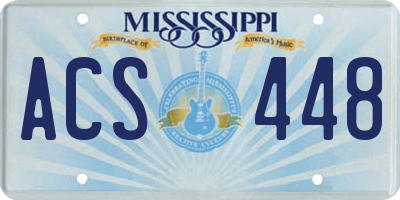 MS license plate ACS448