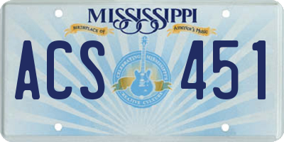 MS license plate ACS451