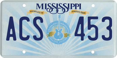 MS license plate ACS453