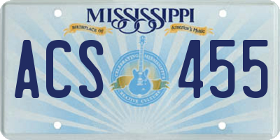 MS license plate ACS455
