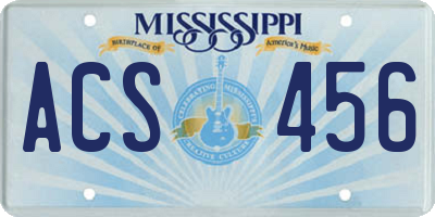 MS license plate ACS456