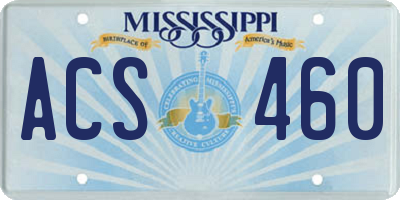 MS license plate ACS460