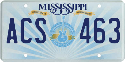 MS license plate ACS463