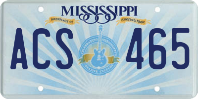 MS license plate ACS465